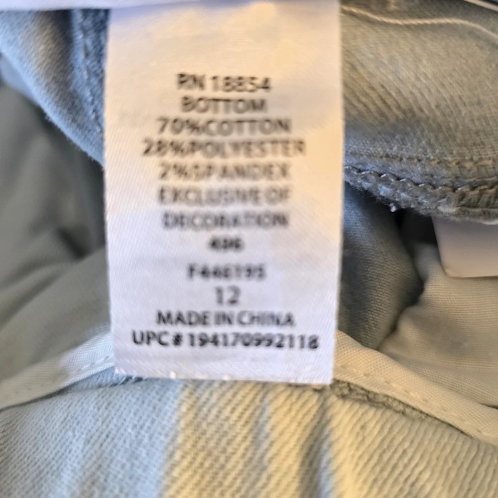 Girl's Tween Diva Light Blue Patchwork Pull On Flare Jeans NWOT 12
